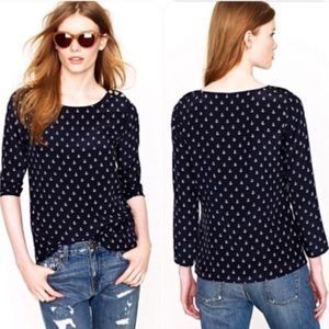 ⚓️ Cynthia Rowley Navy Nautical Anchor Print Top